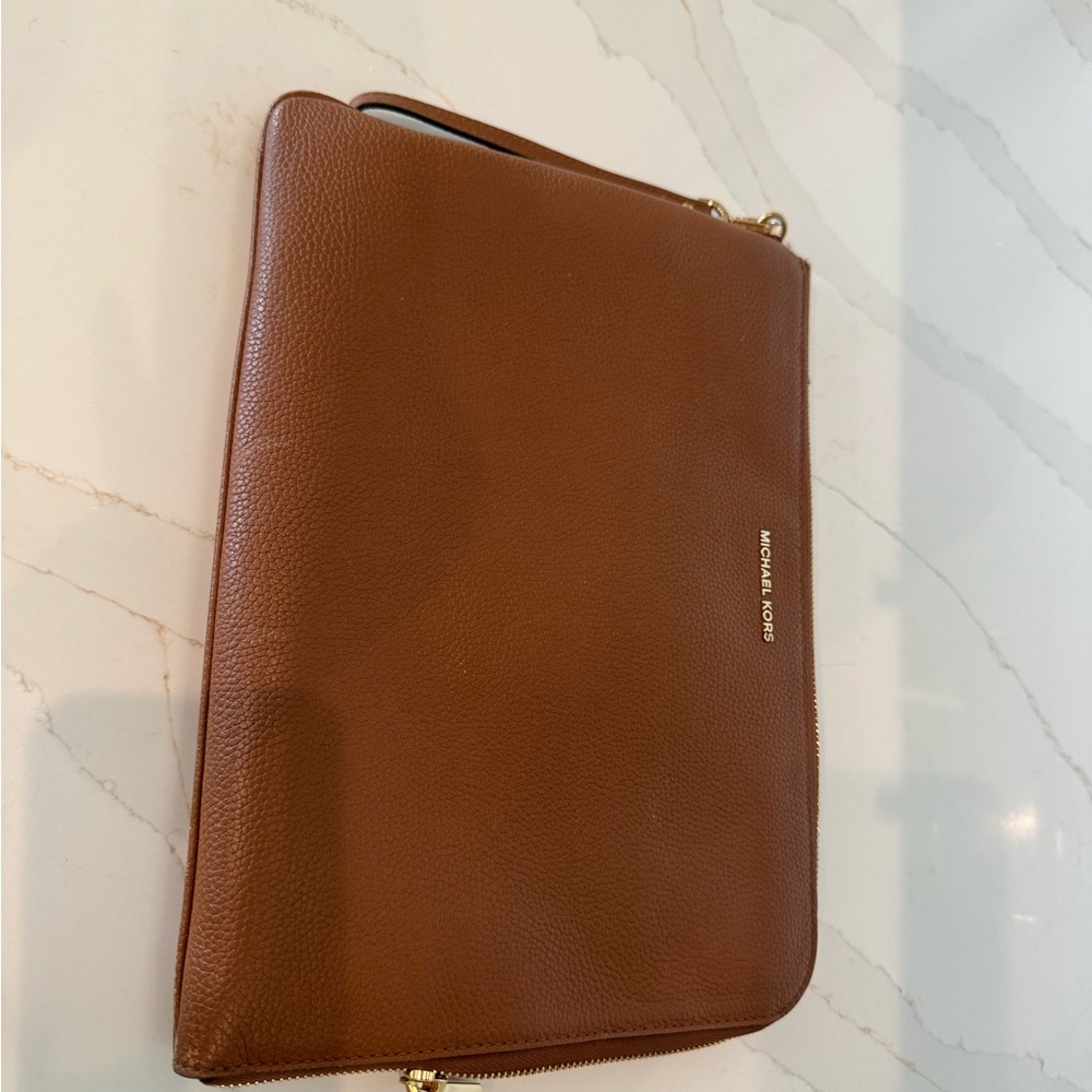Michael Kors Brown Leather Clutch